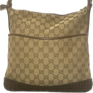 Authentic Gucci GG Canvas Leather Crossbody Shoulder Bag